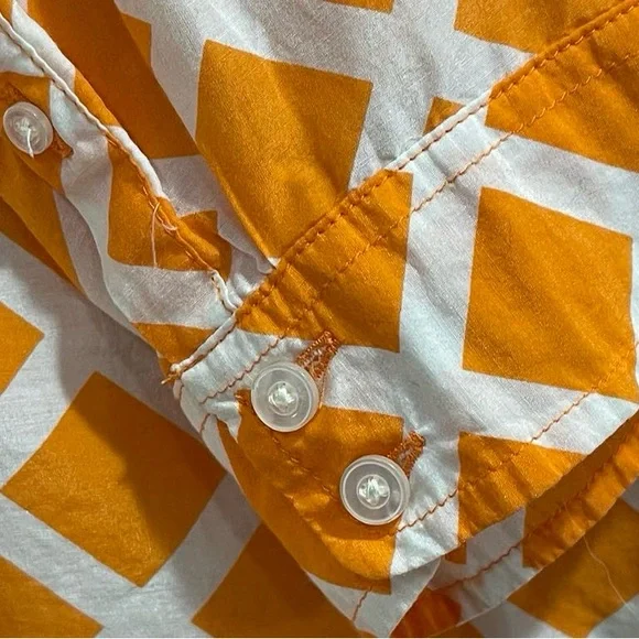 JC Penney Women's Orange White Lattice Pattern Long Sleeve Shirt Top Blouse; MP - Picture 4 of 8